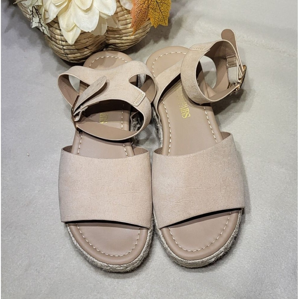 Dream Pairs Nude Suede Ankle Strap Platform Espadrille Sandals Size 7 EUC - Picture 5 of 13